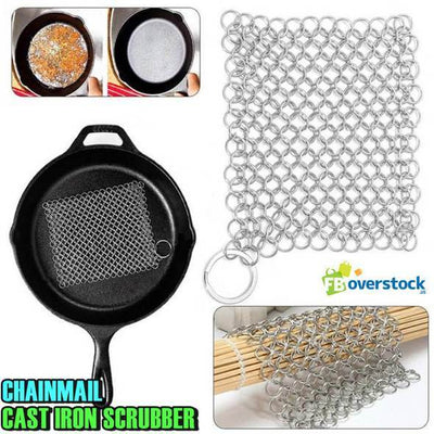 Cast Iron Scrubber Chainmail Heavy Duty Cleaning Tool