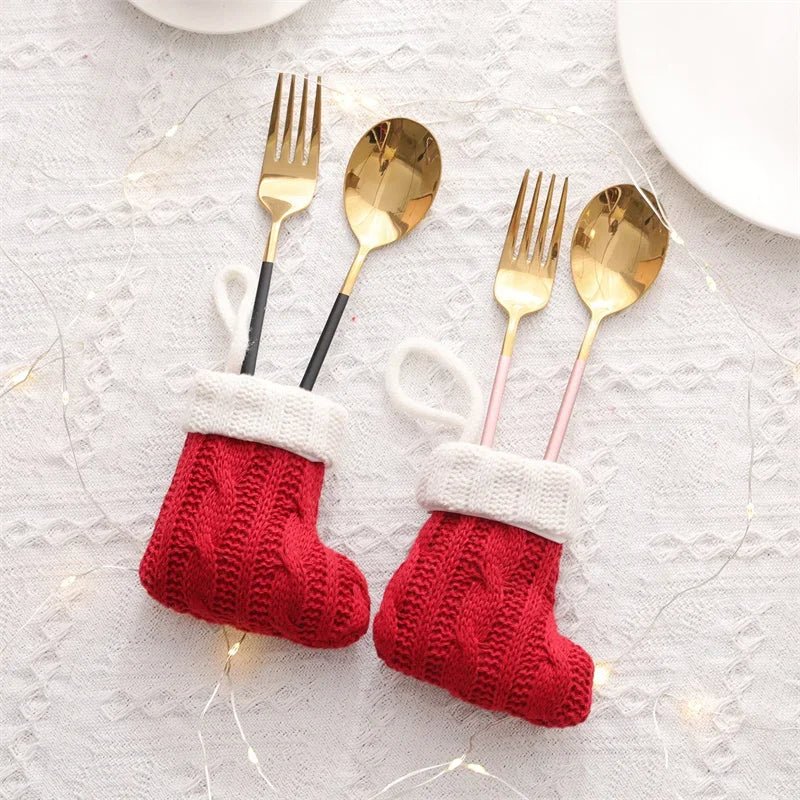 Knitted Mini Christmas Socks Red Green Hanging Festive Decorations