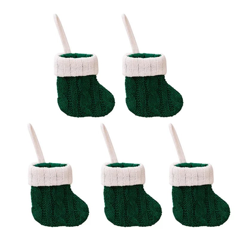 Knitted Mini Christmas Socks Red Green Hanging Festive Decorations