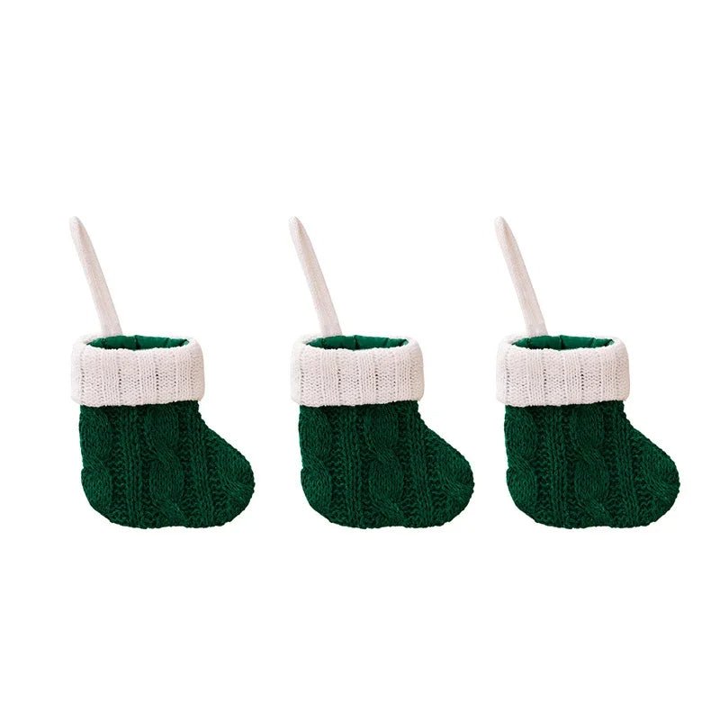 Knitted Mini Christmas Socks Red Green Hanging Festive Decorations