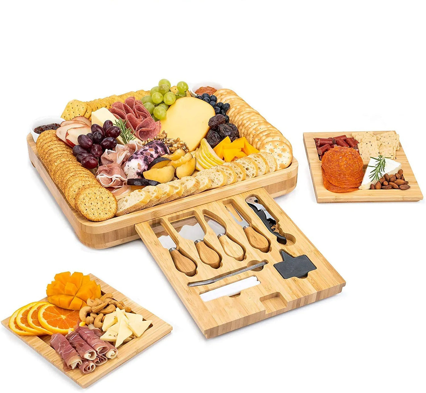 Cheese Board Set Bamboo Serving Tray With Cheese Tools