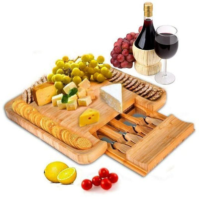 Cheese Board Set Bamboo Serving Tray With Cheese Tools