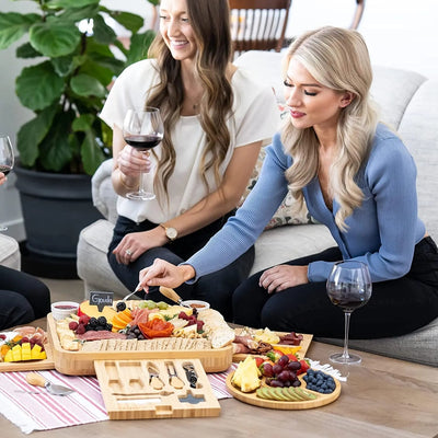 Cheese Board Set Bamboo Serving Tray With Cheese Tools