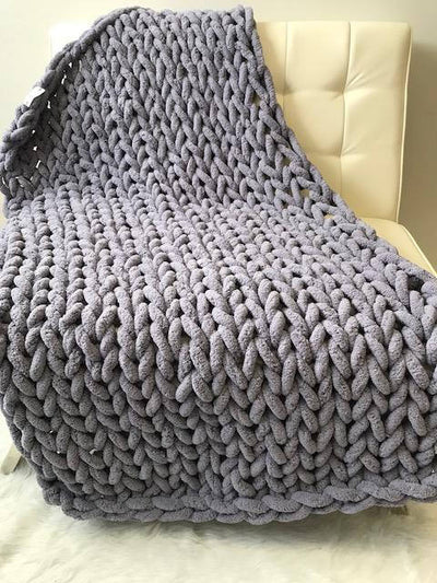 Chunky Knitted Blanket Thick Chenille Cable Knit Throw For Sofa Bed