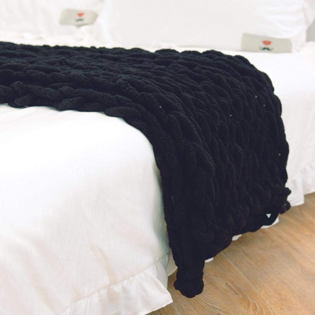 Chunky Knitted Blanket Thick Chenille Cable Knit Throw For Sofa Bed