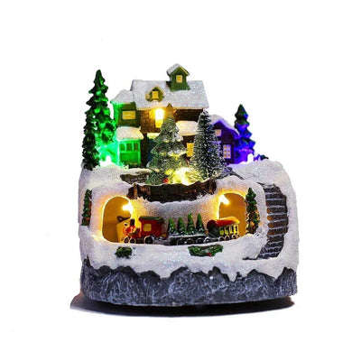 Christmas Figurine With Music And Lights Snowy House Snowman Decor