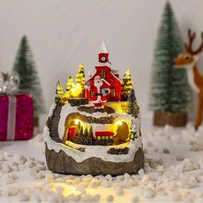 Christmas Figurine With Music And Lights Snowy House Snowman Decor