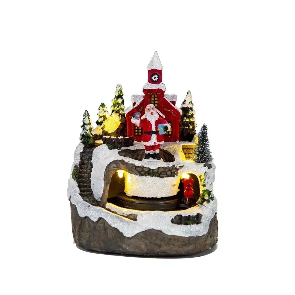 Christmas Figurine With Music And Lights Snowy House Snowman Decor