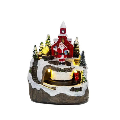 Christmas Figurine With Music And Lights Snowy House Snowman Decor