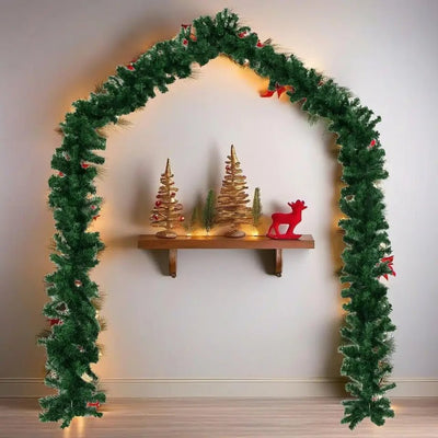 Christmas Garland With LED Lights 33ft Sparkling Indoor Outdoor Décor
