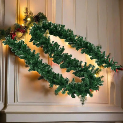 Christmas Garland With LED Lights 33ft Sparkling Indoor Outdoor Décor