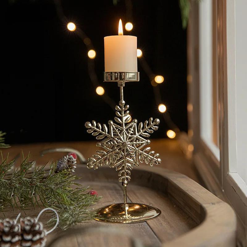 Christmas Iron Candle Holder With Golden Star Elk Design For Table Decor