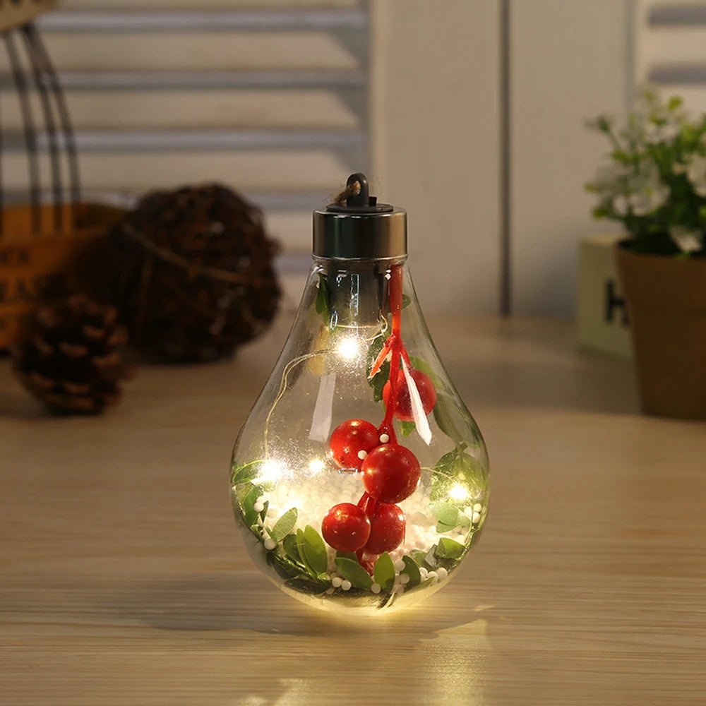 Christmas LED Bulb Ornaments Transparent Ball Tree Decoration For Holidays