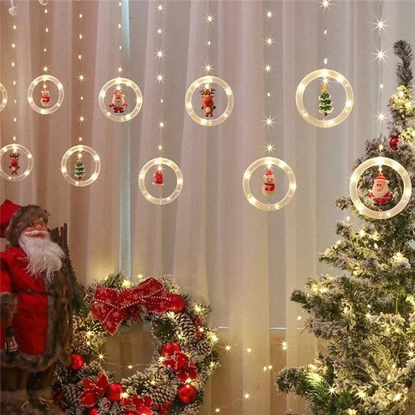 Christmas LED Curtain String Lights Fairy Holiday Decoration Lights