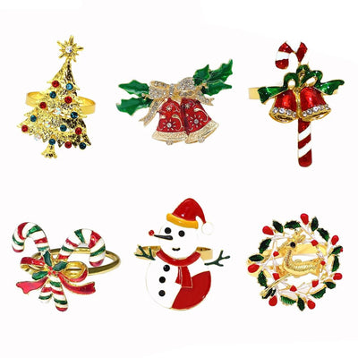 Christmas Napkin Rings Sparkling Deer Tree Wreath Holiday Table Decor