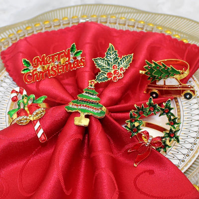 Christmas Napkin Rings Sparkling Deer Tree Wreath Holiday Table Decor
