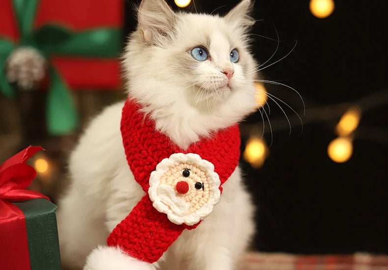 Christmas Pet Scarf Red Cozy Holiday Scarf For Kittens And Puppies