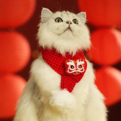 Christmas Pet Scarf Red Cozy Holiday Scarf For Kittens And Puppies