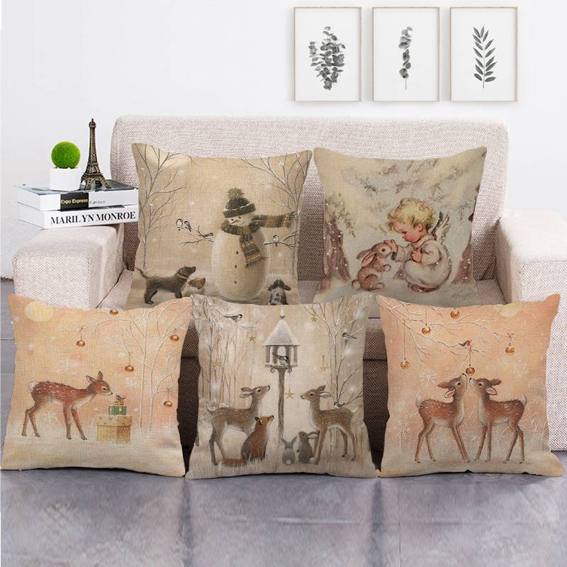 Christmas Pillowcase For Sofa Holiday Home Decor Throw Pillow Case