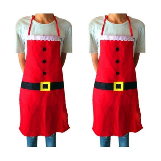 Christmas Santa Claus Apron Grilling Chef Apron For Adults Kids