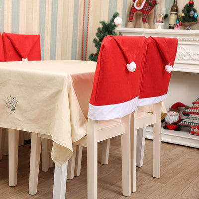 Christmas Santa Hat Chair Covers Set Of 2 Festive Holiday Decor