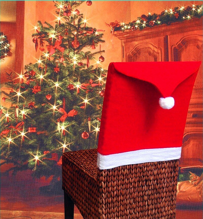 Christmas Santa Hat Chair Covers Set Of 2 Festive Holiday Decor