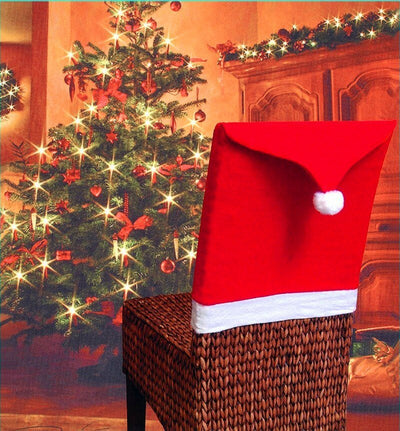Christmas Santa Hat Chair Covers Set Of 2 Festive Holiday Decor