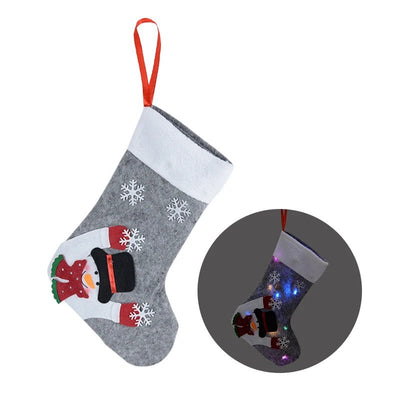 Christmas Stockings With LED Lights Snowman Santa Elk Bear Designs