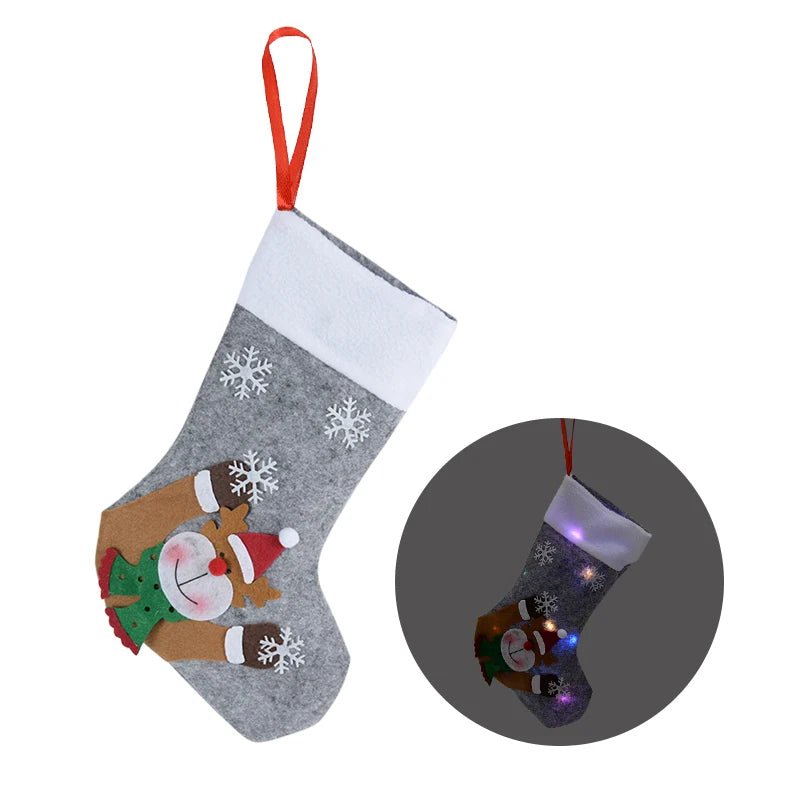 Christmas Stockings With LED Lights Snowman Santa Elk Bear Designs