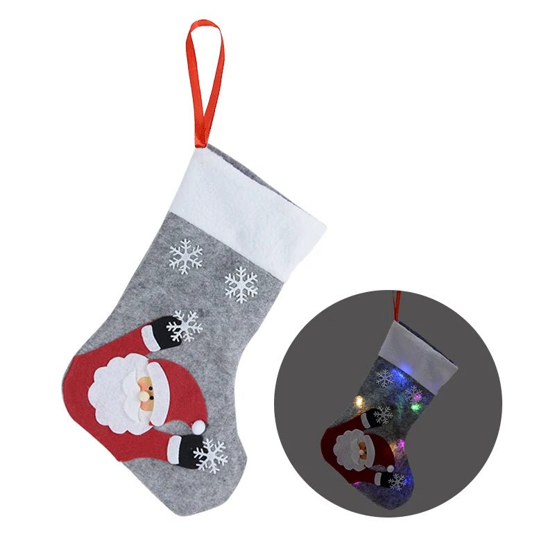 Christmas Stockings With LED Lights Snowman Santa Elk Bear Designs