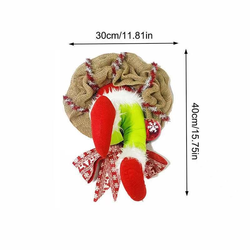 Christmas Burlap Wreath With Thief And Elf For Festive Holiday Décor