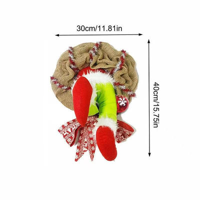 Christmas Burlap Wreath With Thief And Elf For Festive Holiday Décor