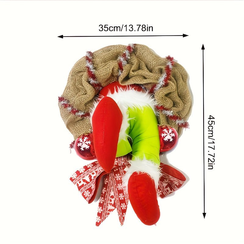Christmas Burlap Wreath With Thief And Elf For Festive Holiday Décor