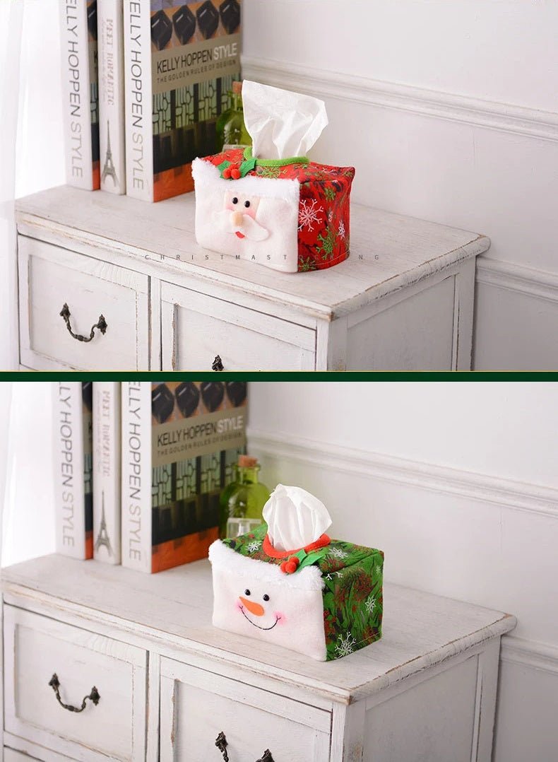 Christmas Tissue Box Santa Claus Snowman Holiday Home Decor