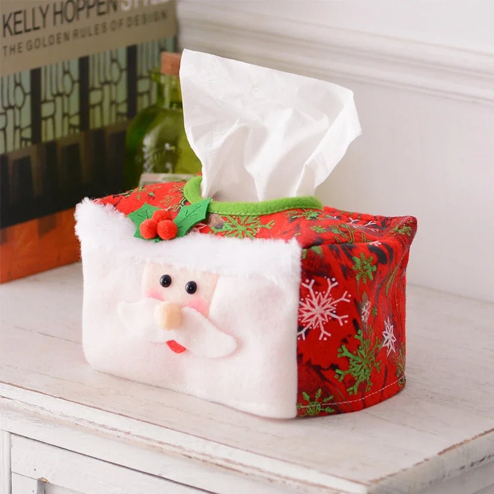 Christmas Tissue Box Santa Claus Snowman Holiday Home Decor
