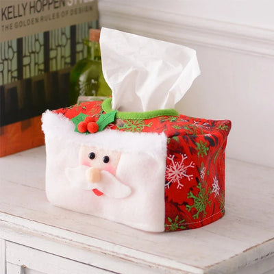 Christmas Tissue Box Santa Claus Snowman Holiday Home Decor