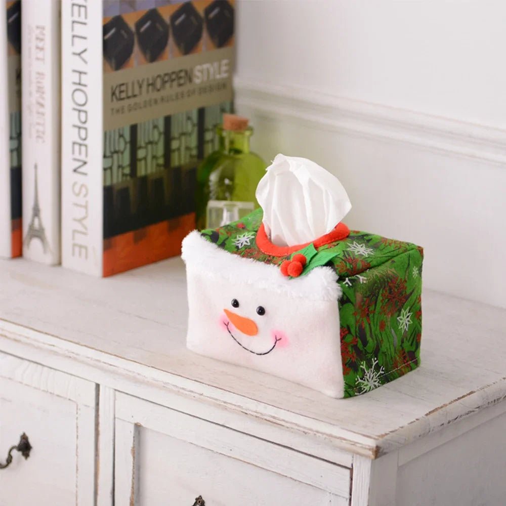 Christmas Tissue Box Santa Claus Snowman Holiday Home Decor