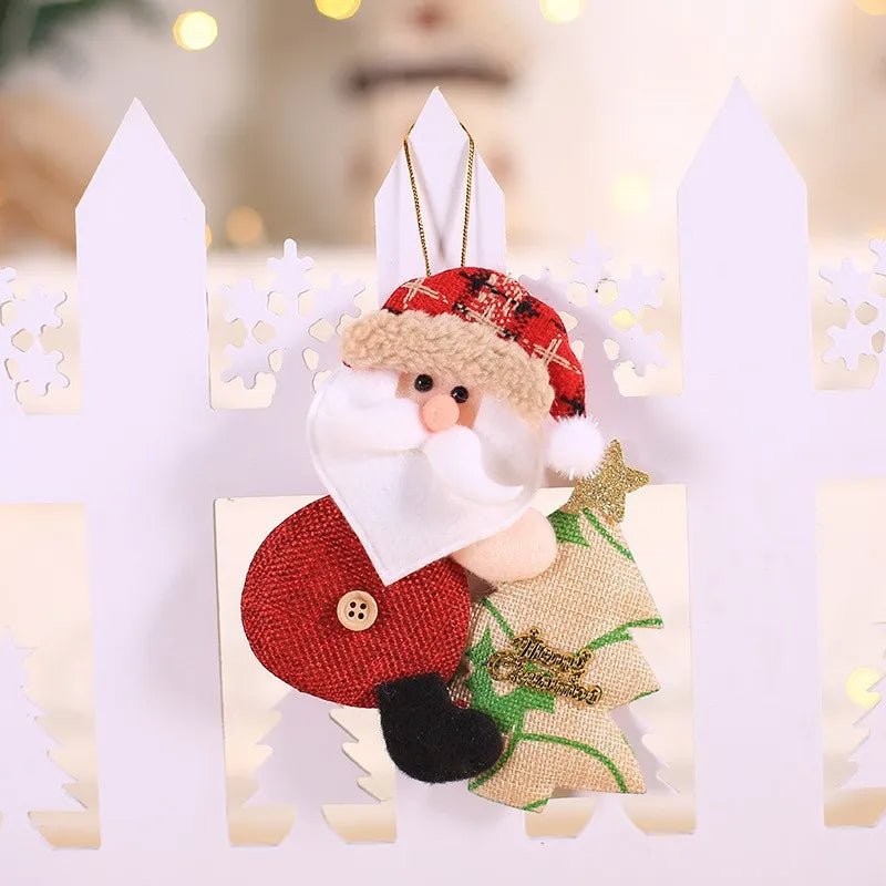 Christmas Tree Plush Ornaments Santa Claus Snowman Holiday Decorations