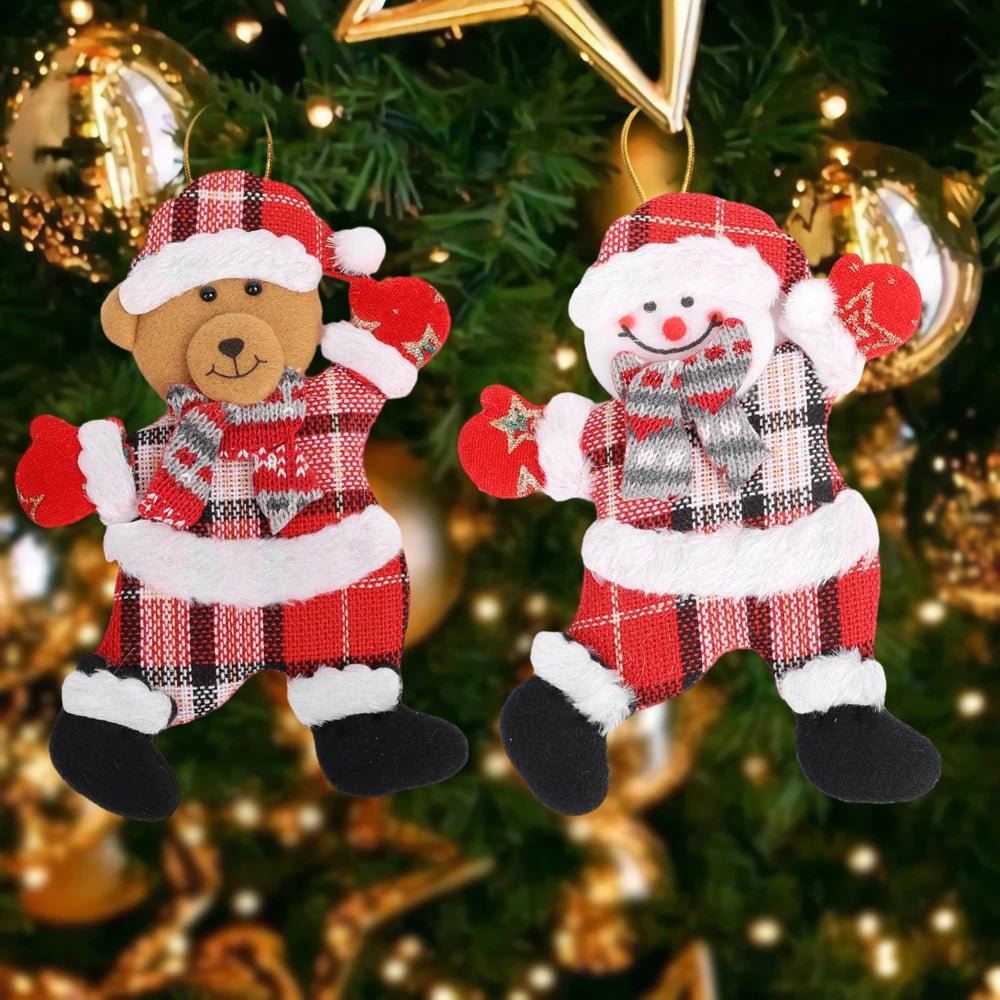 Christmas Tree Plush Ornaments Santa Claus Snowman Holiday Decorations
