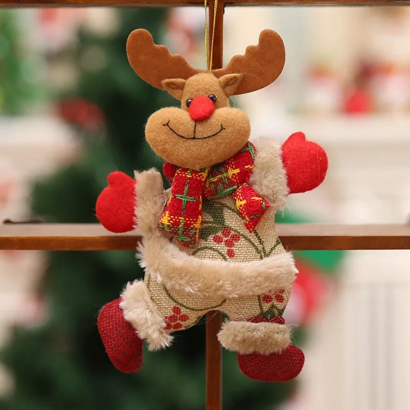Christmas Tree Plush Ornaments Santa Claus Snowman Holiday Decorations