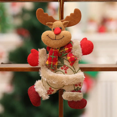 Christmas Tree Plush Ornaments Santa Claus Snowman Holiday Decorations