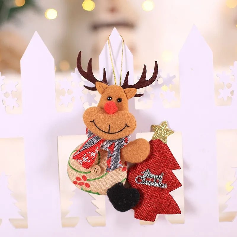 Christmas Tree Plush Ornaments Santa Claus Snowman Holiday Decorations