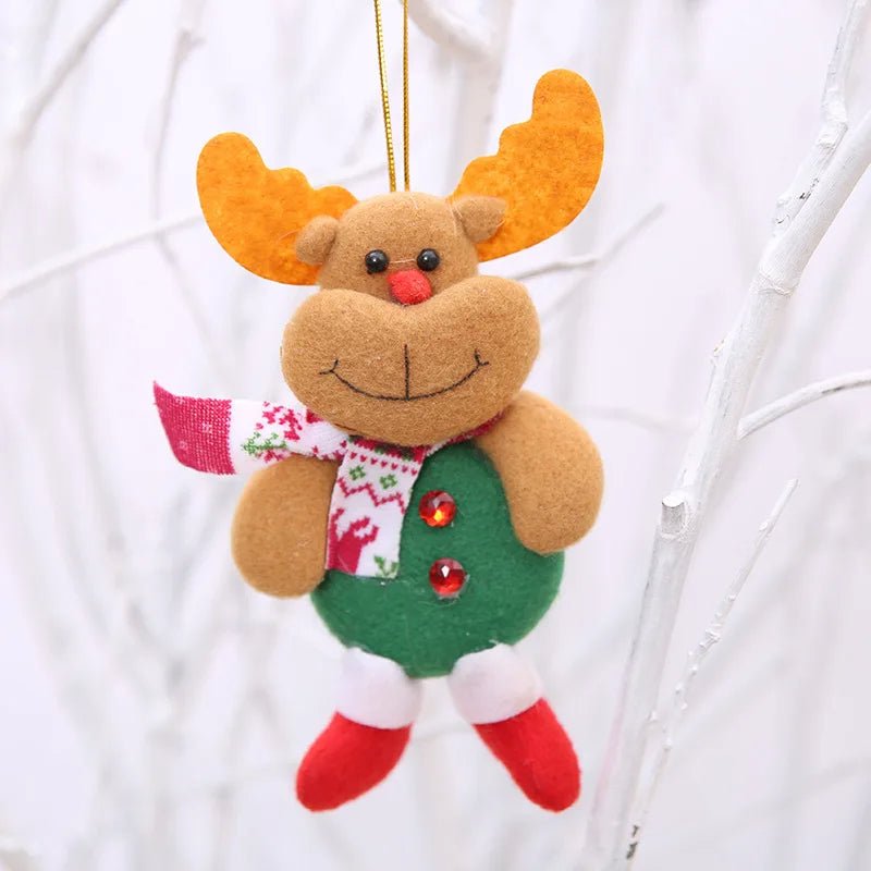 Christmas Tree Plush Ornaments Santa Claus Snowman Holiday Decorations