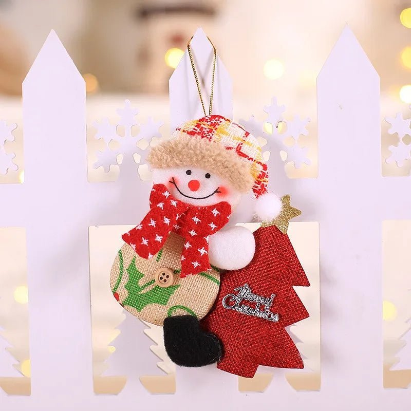 Christmas Tree Plush Ornaments Santa Claus Snowman Holiday Decorations