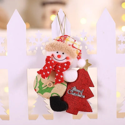 Christmas Tree Plush Ornaments Santa Claus Snowman Holiday Decorations