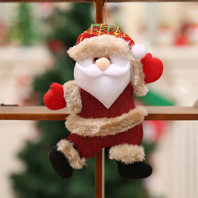Christmas Tree Plush Ornaments Santa Claus Snowman Holiday Decorations