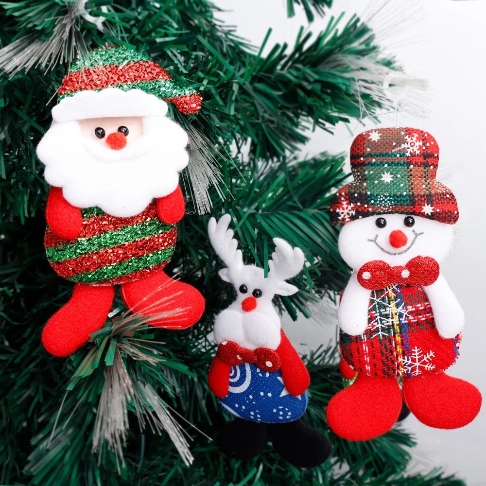 Christmas Tree Plush Ornaments Santa Claus Snowman Holiday Decorations