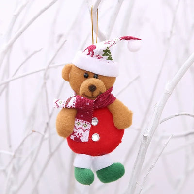 Christmas Tree Plush Ornaments Santa Claus Snowman Holiday Decorations
