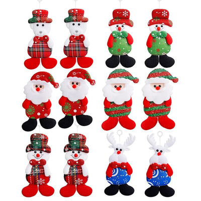 Christmas Tree Plush Ornaments Santa Claus Snowman Holiday Decorations
