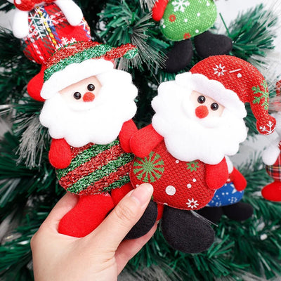 Christmas Tree Plush Ornaments Santa Claus Snowman Holiday Decorations